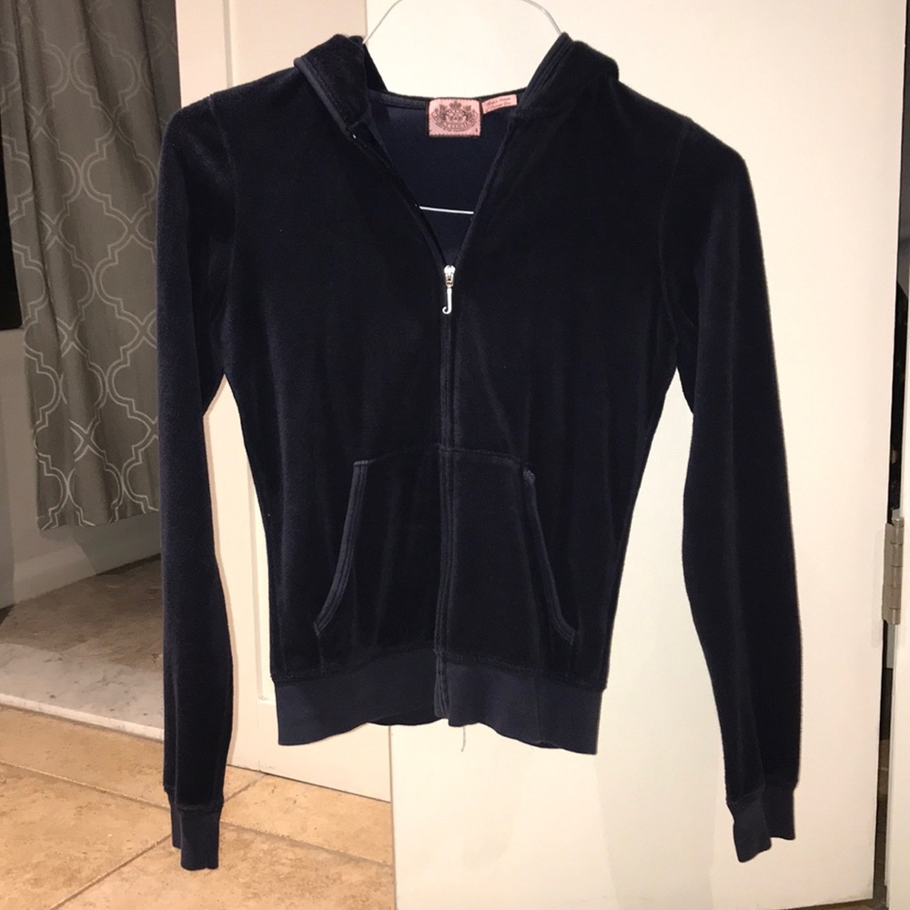 Juicy Couture Navy Blue Terrycloth Zip Up Hoodie